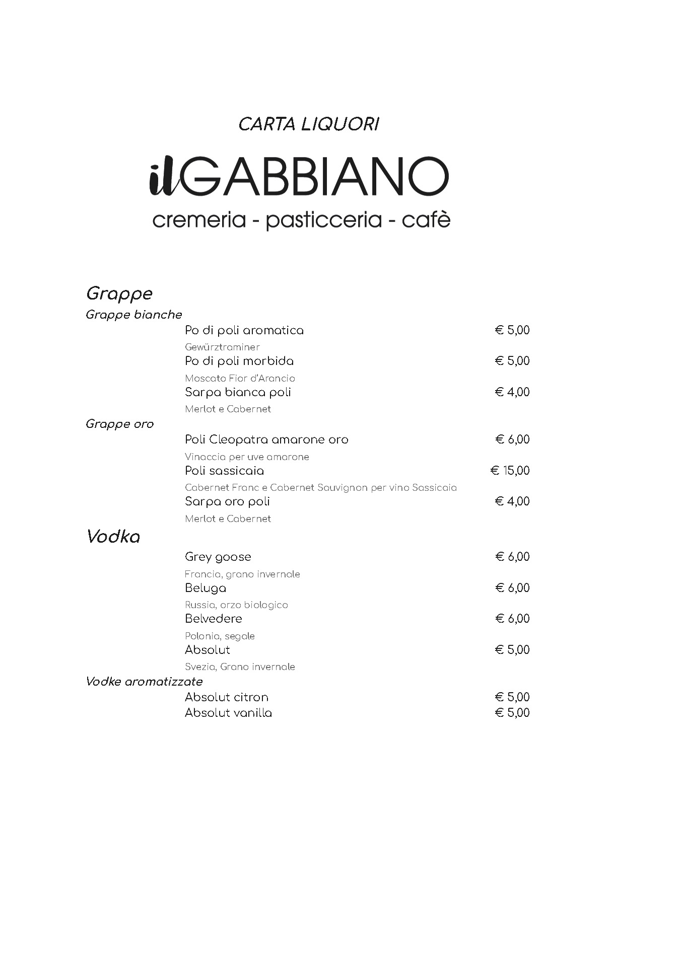 menu il Gabbiano